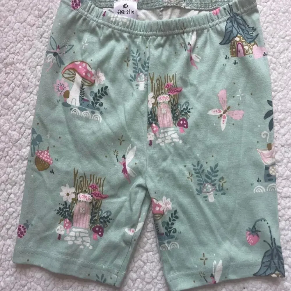 Fish stix green fairy garden kids pj set